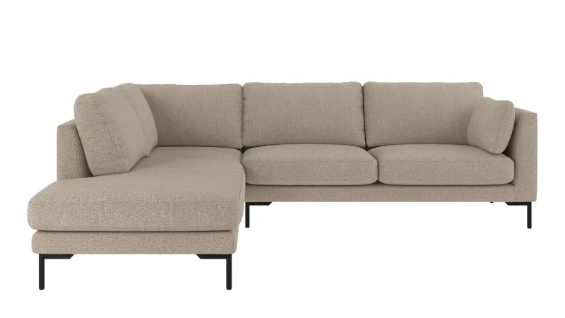 129866 b sb A Corwin corner sofa 2,5+2,5-seater open end L dark beige fabric Sandra #904 (c2).