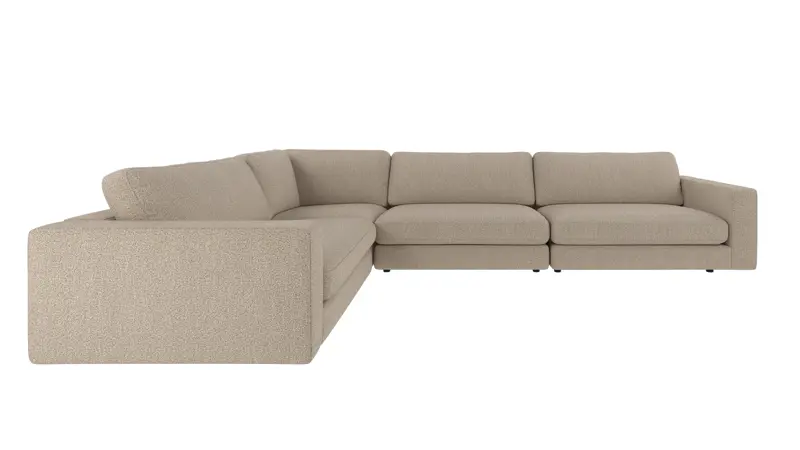 153042 b sb A Duncan corner sofa 2+3-seater dark beige fabric Sandra #904 (c2).