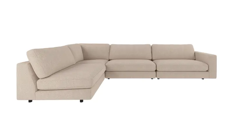 153023 b sb A Duncan corner sofa 2+3-seater open L light beige fabric Sandra #903 (c2).