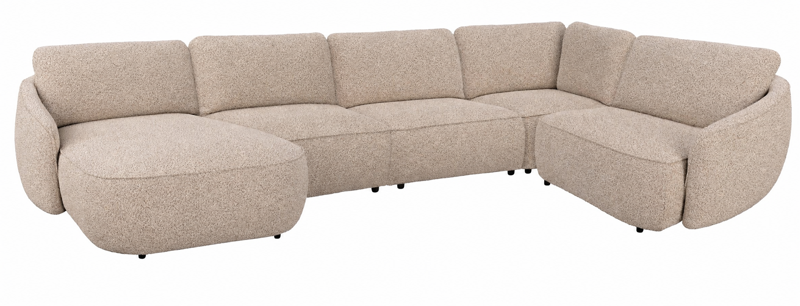 124579 b sb a Norris corner sofa 2+4 chaise lounge L light beige fabric Anna #2.