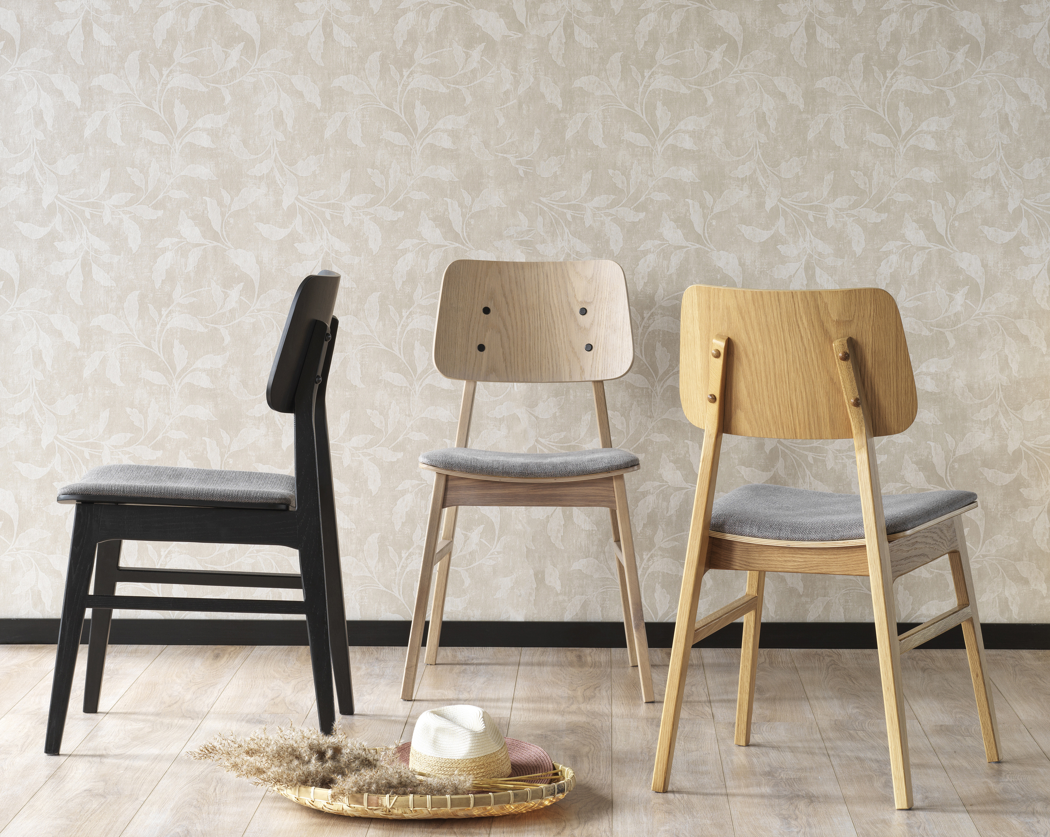 椅子 unico RIKKE (mogumogu) Nagano chair, Oak/light grey | Rowico Home