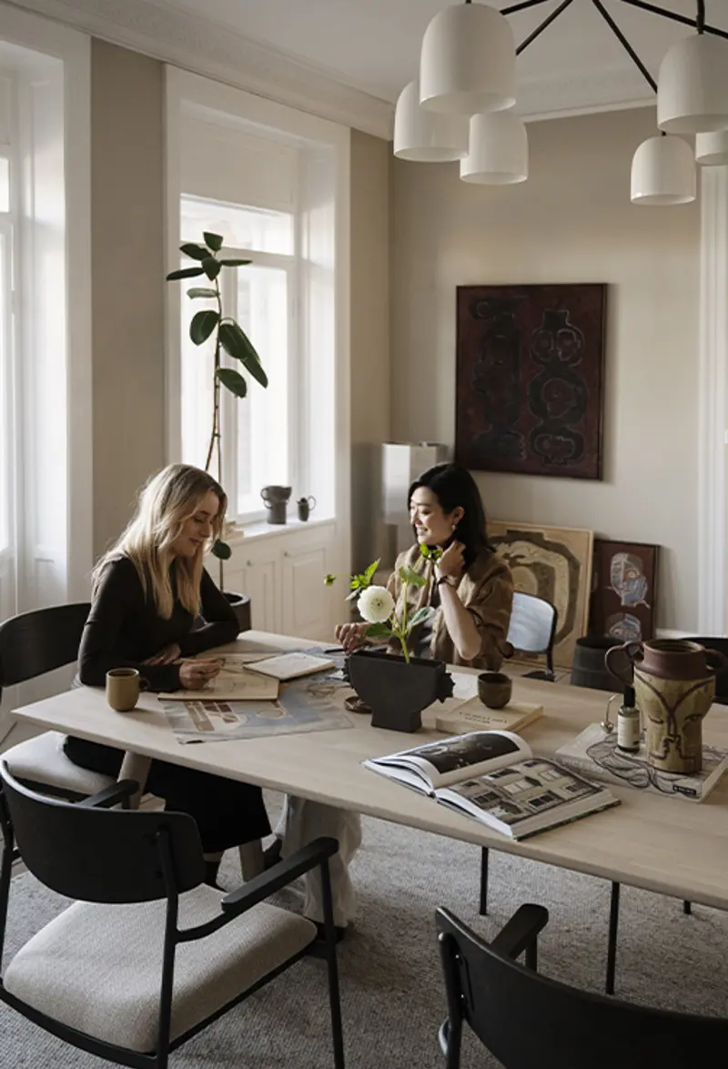 Andrea and josefin clapperton dining table maymont chair.