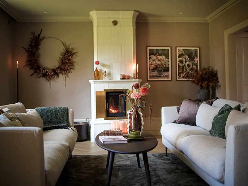 Corwin two sofas tompkins coffee table.