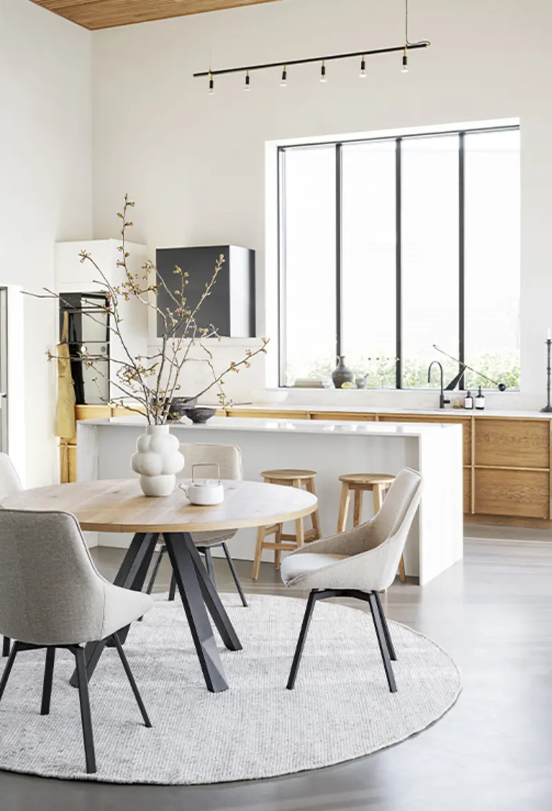 Maddock dining table oak Alison dining chair auckland carpet.