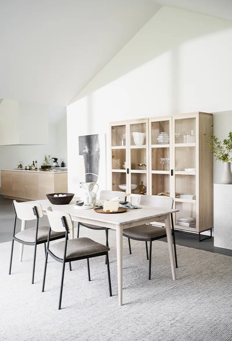 Tyler white wash maymont dining chair Everett glas cabinet.