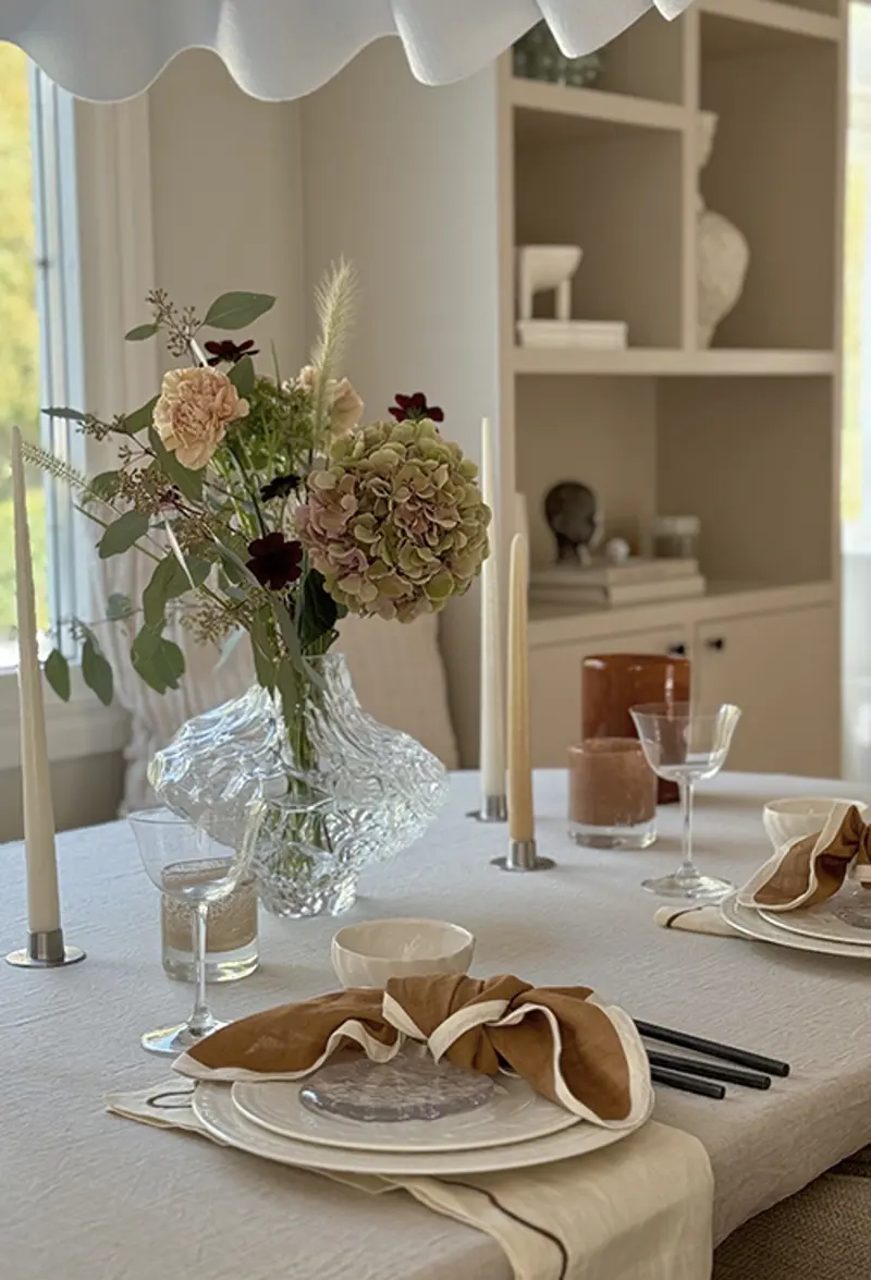 orange table setting from side