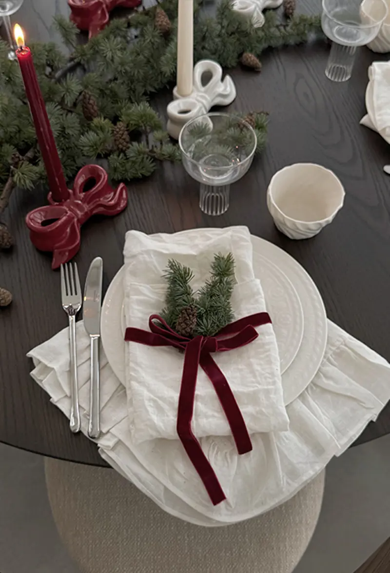 nature Fold napkin christmas table setting