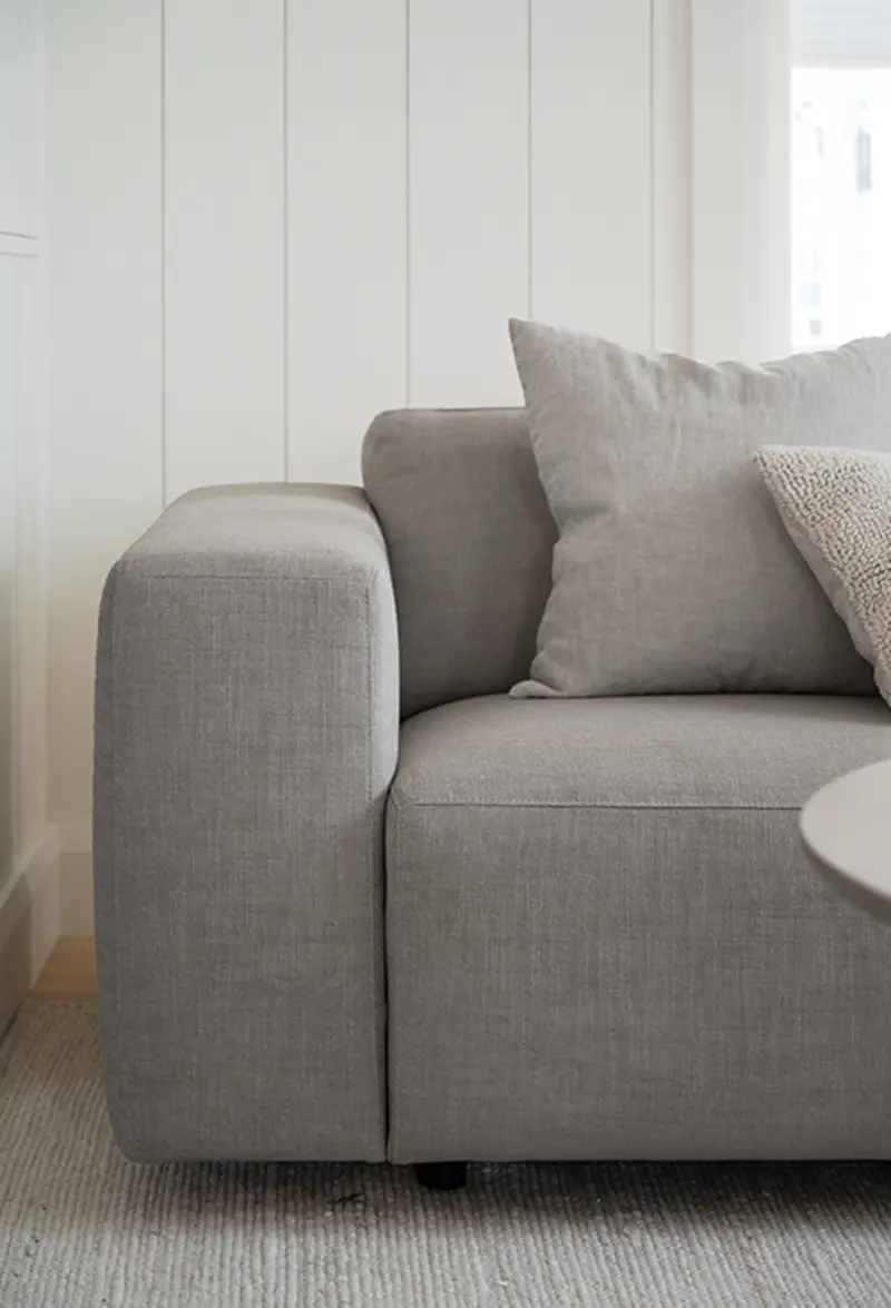 Elroy corner sofa closeup grey