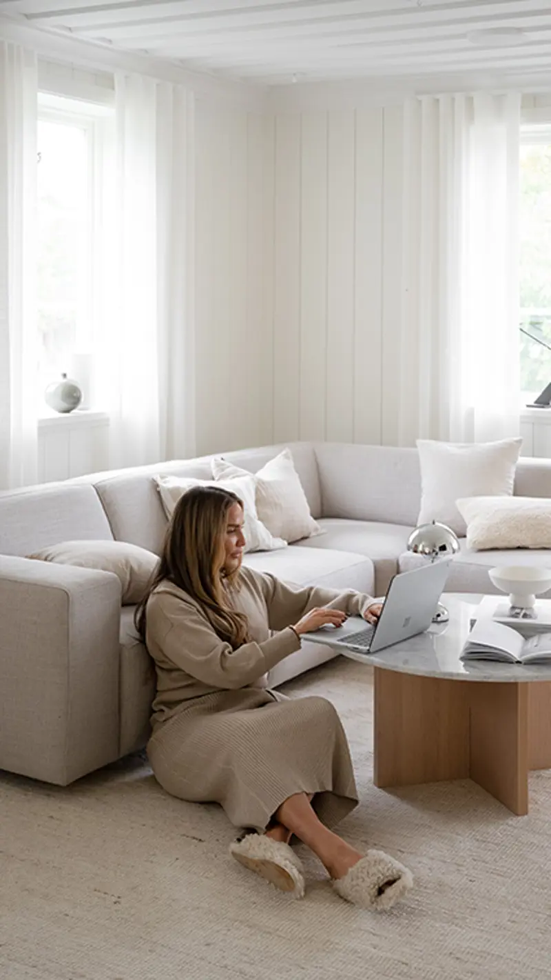 woman on floor elroy sofa