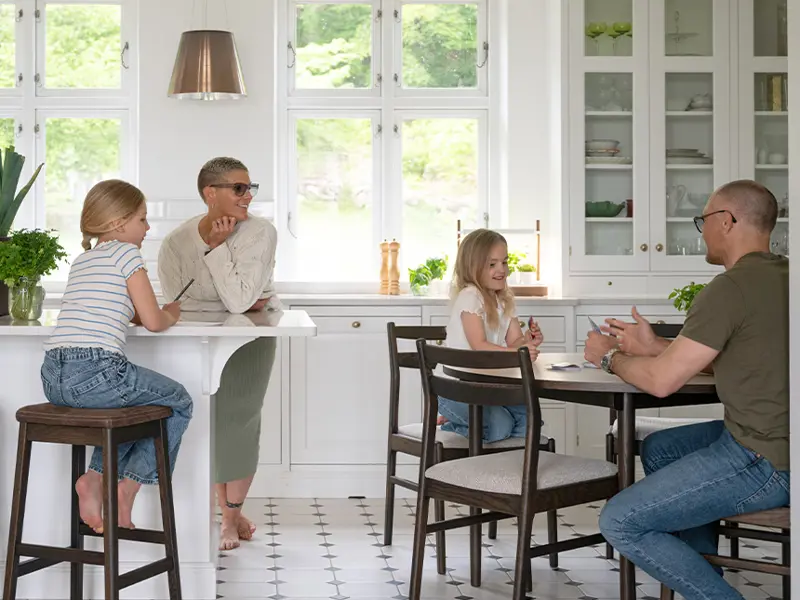 Fairmount dining table round brown kerwin dining chair kitchen ängelholm.