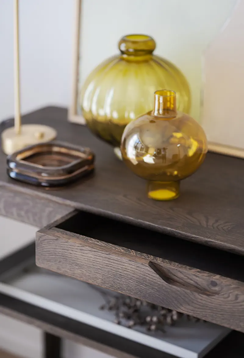 markham console table brown oak