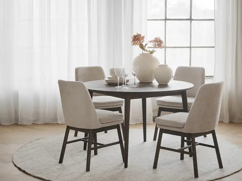 Round dining table Tyler brown oak amesbury chair.