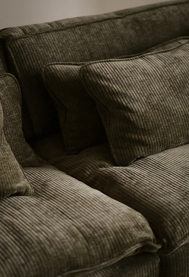 Closeup Rawlins green rachel fabric.