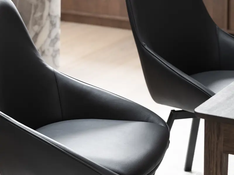 Alison black leather chair markham dining table.