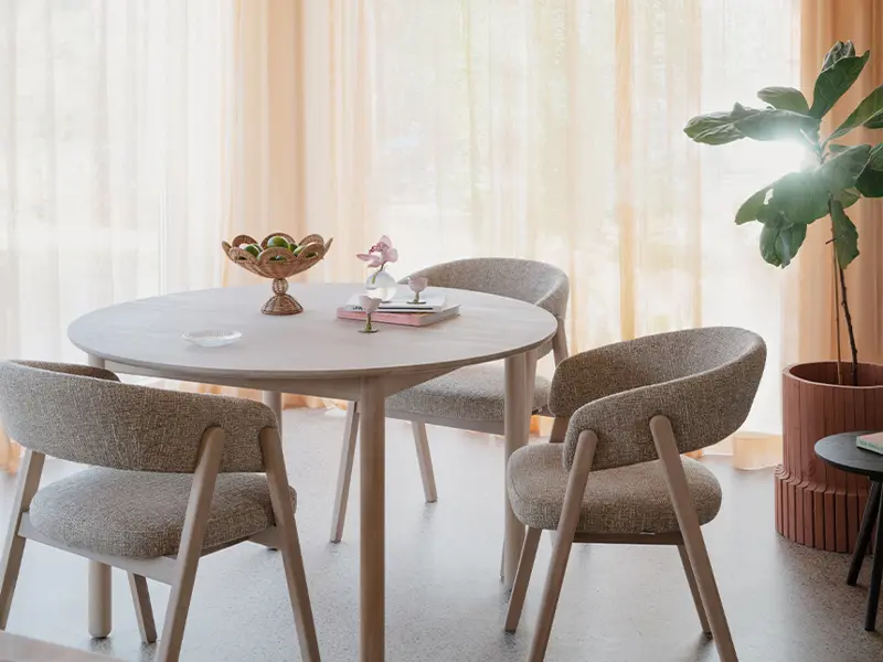 Derrymore dining table barnaby dining chair white wash.