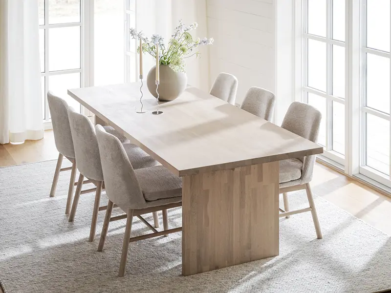 Emmett dining table amesbury chair white wash.