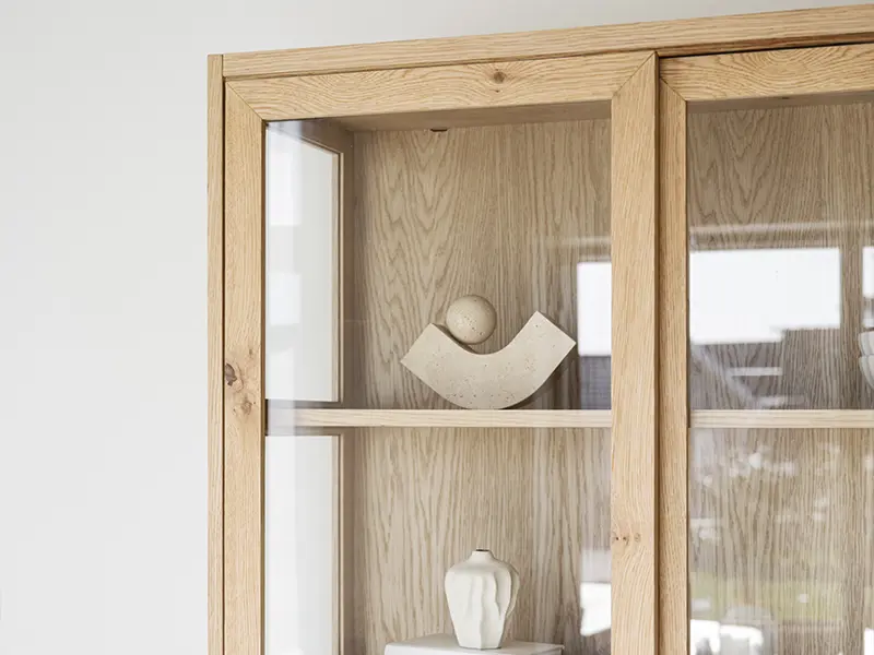Hazelton display cabinet oak.